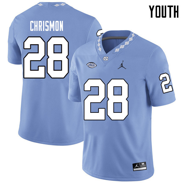 Jordan Brand Youth #28 Austin Chrismon North Carolina Tar Heels College Football Jerseys Sale-Caroli